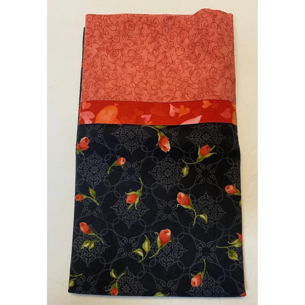Custom Contrasting Print Pillowcase 100% Cotton French Seams Romantic Rose Buds